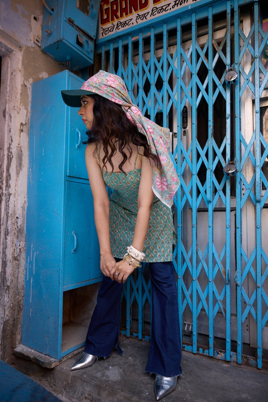 Green print kurti