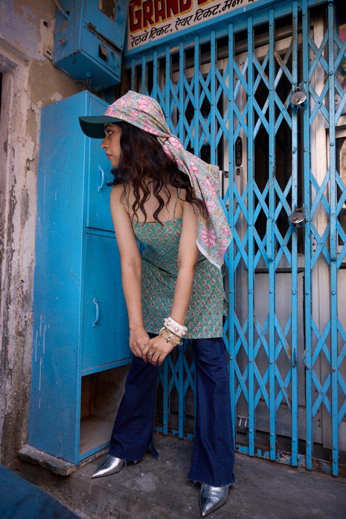 Green print kurti