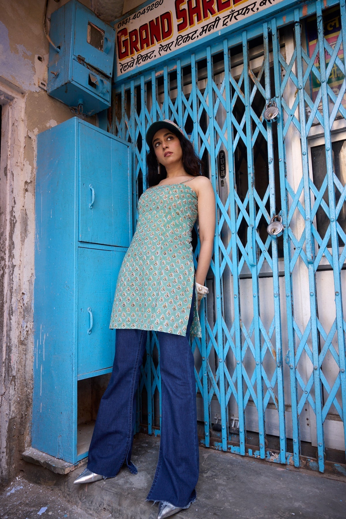 Green print kurti