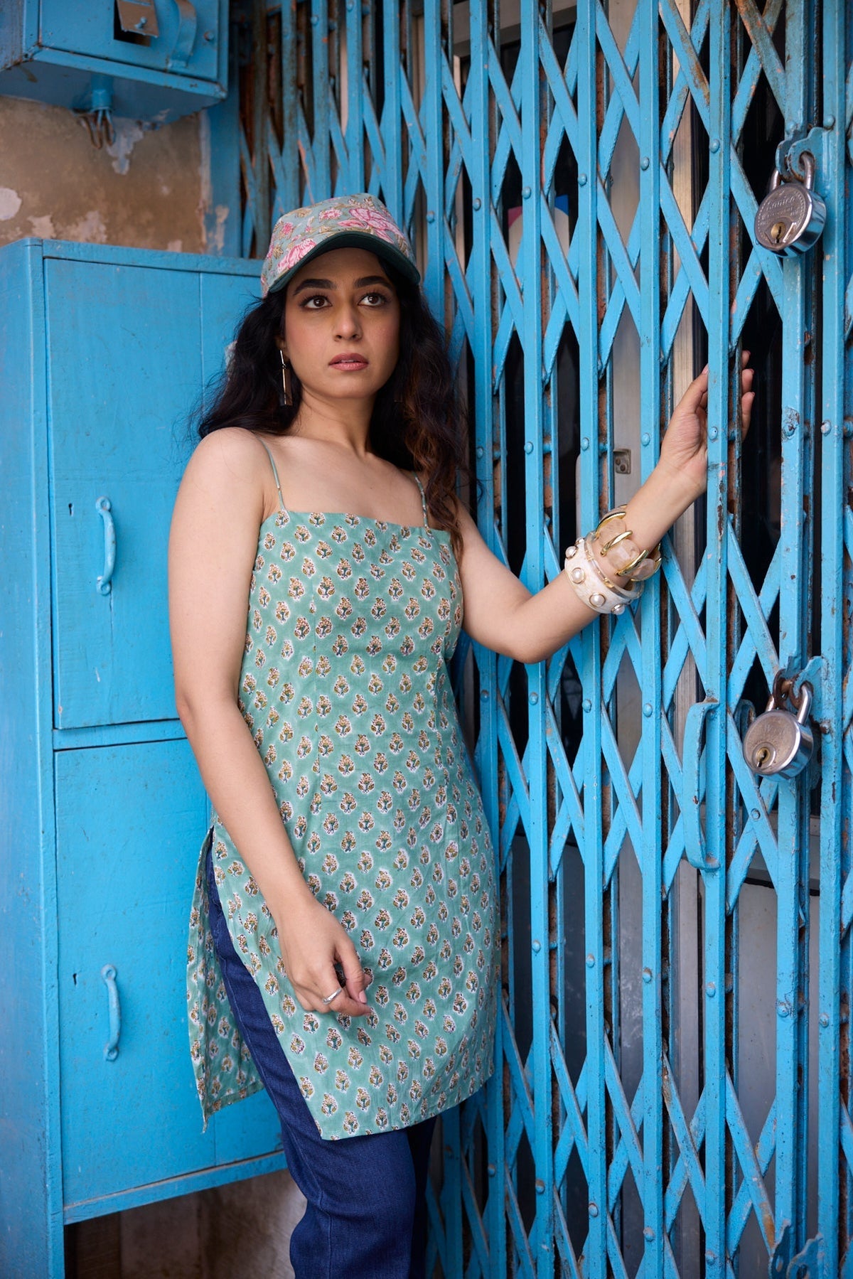Green print kurti
