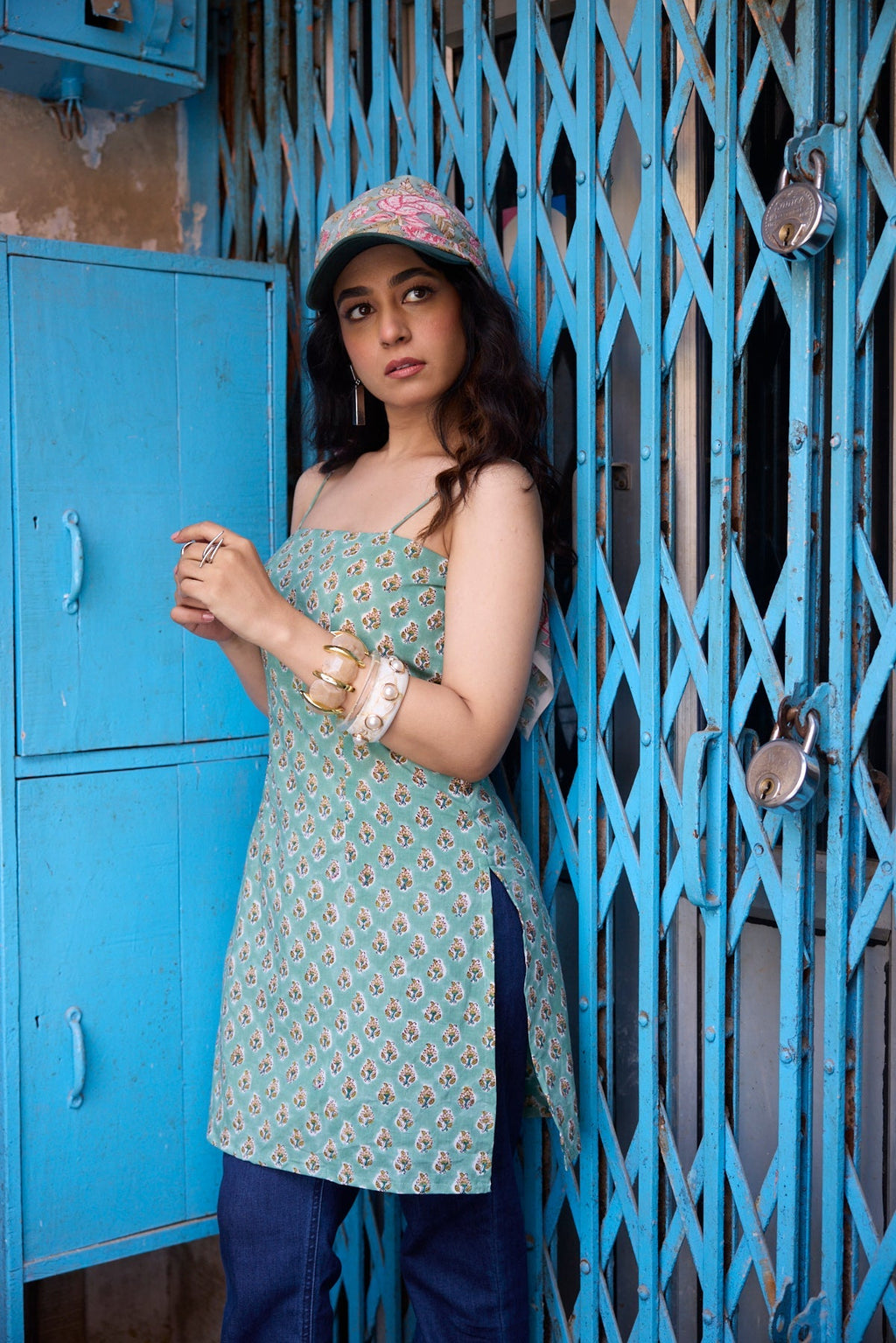 Green print kurti